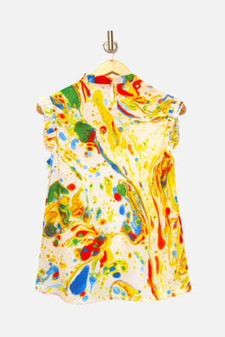 The Marble Print Sleeveless Shirt
