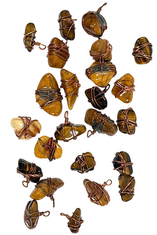 24 Piece Set Copper Wrapped Tigers Eye Shank Button Collection