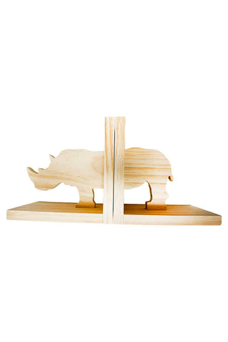 Wooden Rhino Paintable Bookends