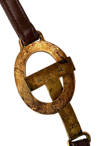 Faux Leather Bridle Belt With T+O Buckle