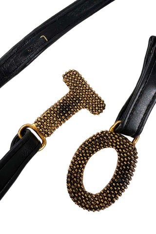 Faux Leather Bridle Belt with 24 kt Gold Plated T+O Buckle