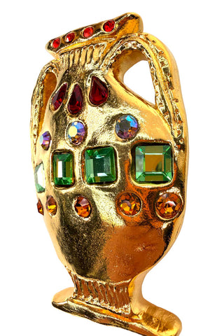 Spring 1993 Todd Oldham 24 kt Gold Plated Etruscan Vase Belt Buckle