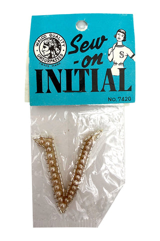 "V" for Vendetta, Veronica and Victor. Bag of 1950s Handmade Pearl "V" Appliqué