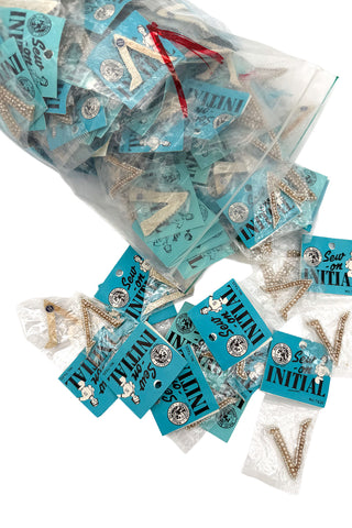 "V" for Vendetta, Veronica and Victor. Bag of 1950s Handmade Pearl "V" Appliqué