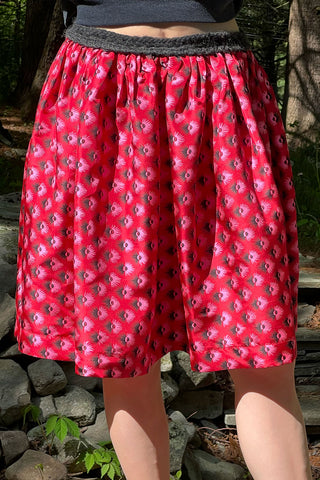 Todd Oldham 1992 Tuft Print Fabric Skirt