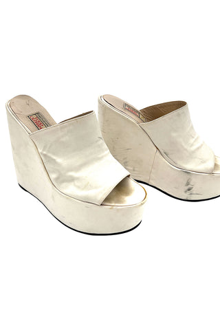 Spring 1998 Todd Oldham Satin Platform Wedge Sandals, Size 38