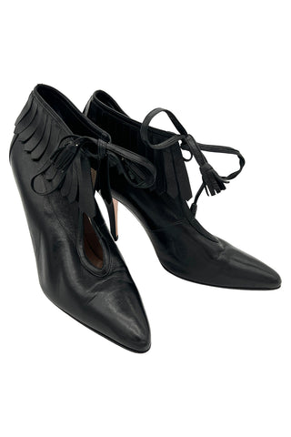 Fall 1995 Todd Oldham Pointed Toe Fringe Ankle Boots, Size 40