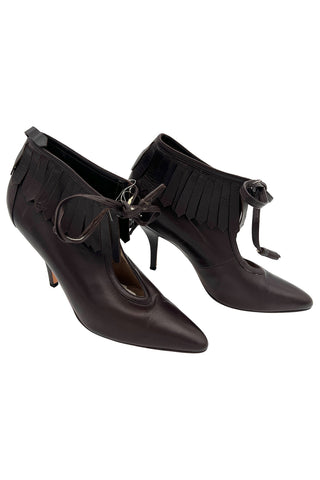 Fall 1995 Todd Oldham Pointed Toe Fringe Ankle Boots, Size 39.5