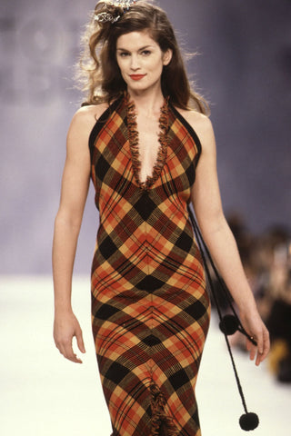 Fall 1994 Todd Oldham Plaid Wool Gown