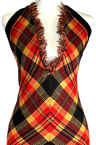 Fall 1994 Todd Oldham Plaid Wool Gown
