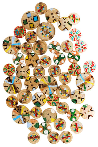 50 Piece Hand-Painted Wooden Button Grab Bag