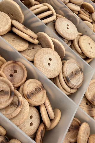 1970s Wooden Button Collection