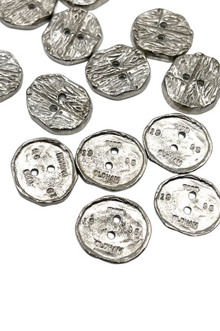 1995 Todd Oldham Silver-Plated Wood Grain Buttons, Set of 14