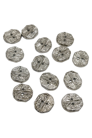 1995 Todd Oldham Silver-Plated Wood Grain Buttons, Set of 14