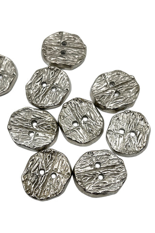 1995 Todd Oldham Silver-Plated Wood Grain Buttons, Set of 14