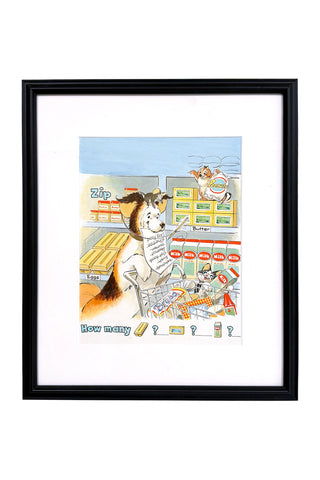 Zip the Dog, Original Illustration, Framed