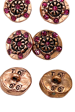 1995 Ebonized Copper Button with Embossed Bow Set of 16