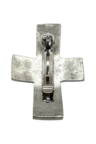 Fall 1994 Todd Oldham Cross Shaped Barrett Silver Plated With Red Crystals