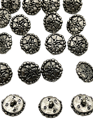1995 Silver Plated Etched Flower Buttons, Set of 24