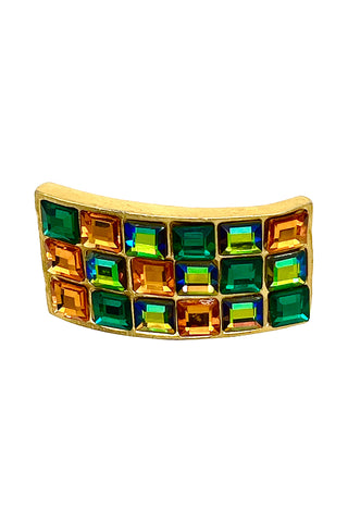 1994 24 kt Gold Plated Barrette With Multi-Color Swarovski Crystals
