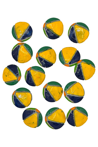 Lacquered Metal Beach Ball Buttons, 15 Piece Set
