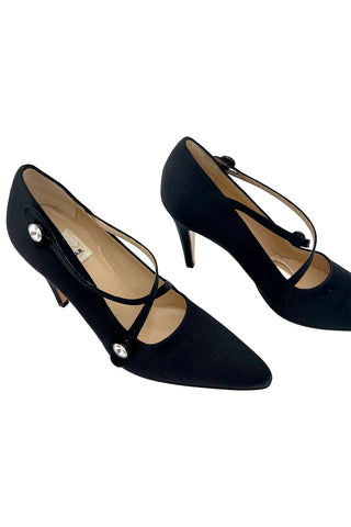 Fall 1995 Todd Oldham Matte Satin Strap Pumps, Size 39
