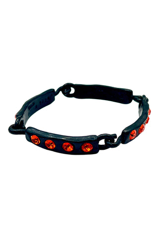 Spring 1994 Todd Oldham Ebonized Silver Plate Bracelet With Persimmon Crystals
