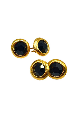 Vintage Todd Oldham 24kt Gold-Plated Cufflink Set with Black Swarovski Crystals