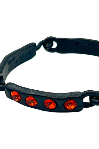 Spring 1994 Todd Oldham Ebonized Silver Plate Bracelet With Persimmon Crystals