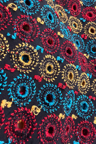 Vintage 1995 Todd Oldham Embroidered Dot Cotton Panel, 4 Yards