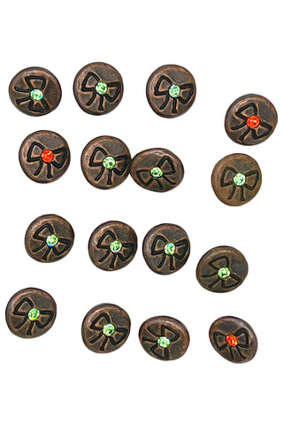 1995 Ebonized Copper Button with Embossed Bow Set of 16