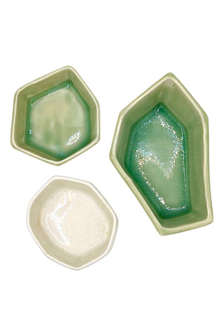 Set of 3 Faceted Ceramic Bowls