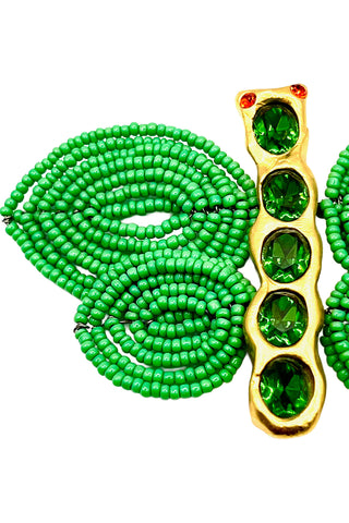 Spring 1993 Todd Oldham 24 kt Gold Plated Jade Jeweled Butterfly Brooch With Glass Beaded Wings