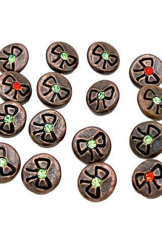 1995 Ebonized Copper Button with Embossed Bow Set of 16