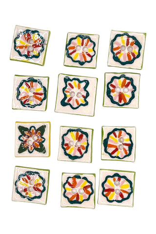 Vintage Todd Oldham Hand Painted Medallion Porcelain Buttons