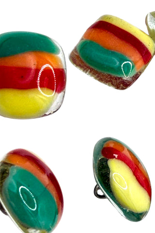 Spring 1996 Hand Cut Slumped Glass Button Set 10 Piece Sets