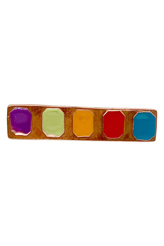 Spring 1992 Todd Oldham Copper Plated Multicolor Enameled Barrette for  MTV Todd Time