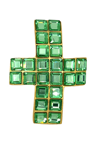 Fall 1994 24 kt Gold Plated Cross Barrette with Swarovski Crystal