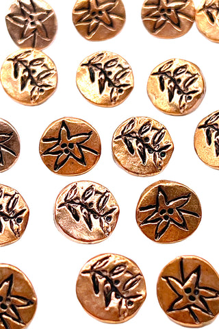 1996 Copper Plated Etched Small Buttons, Set of 18