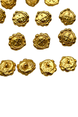 1993 Todd Oldham 24 kt Gold Plated Button Impression Buttons, Set of 24