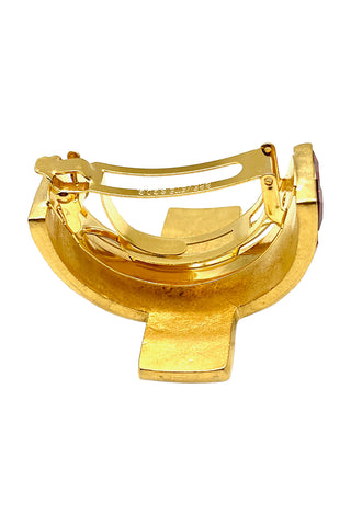 Fall 1994 Todd Oldham 24 kt Gold Plated Ponytail Cuff Encrusted With Red Crystals