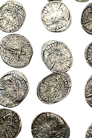 vintage Todd Oldham Silver Plated Unearthed Coin Buttons, Set of 20