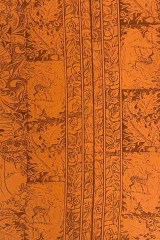 Vintage 1995 Todd Oldham Leather Tooling Print Silk Knit Panel, 4.25 Yards