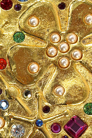 Spring 1993 Todd Oldham 24 kt Gold Plated Swarovski Flower Power Belt Buckle