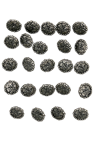 1995 Silver Plated Etched Flower Buttons, Set of 24