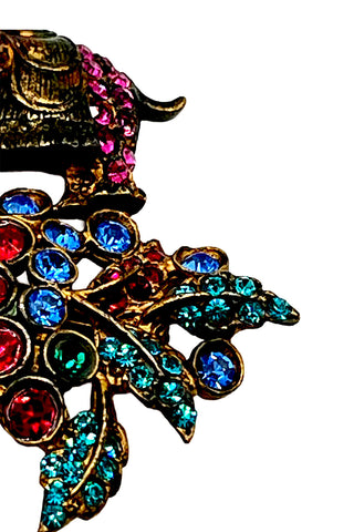 Fall 1996 Todd Oldham 24 kt Gold Plated Ebonized Jeweled Elephant Brooch
