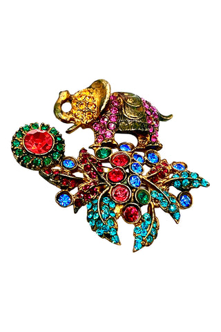 Fall 1996 Todd Oldham 24 kt Gold Plated Ebonized Jeweled Elephant Brooch