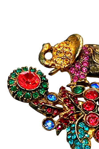 Fall 1996 Todd Oldham 24 kt Gold Plated Ebonized Jeweled Elephant Brooch