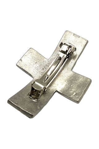 Fall 1994 Todd Oldham Silver Plated Barrette With Green Crystals
