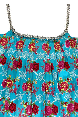 Todd Oldham 1995 Silk Charmeuse Mini Shift Dress with Crystal Straps